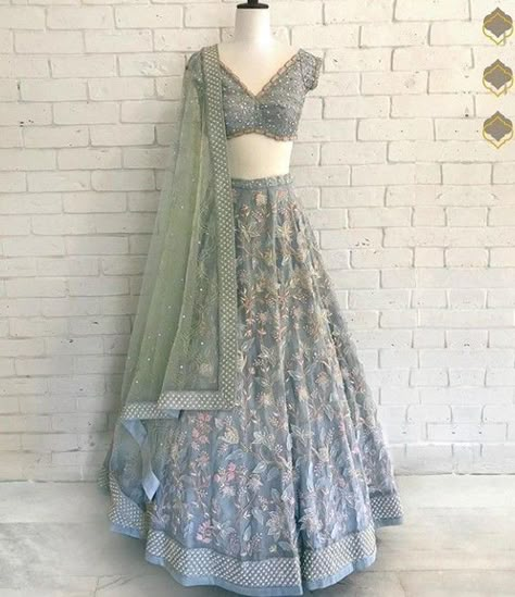 Lehenga Traditional, Traditional Festival, Fashion Show Dresses, Indian Outfits Lehenga, Lehnga Dress, Fancy Gowns, Blue Lehenga, Desi Outfits, Half Saree Designs