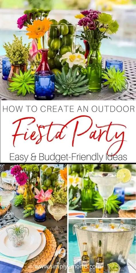 Table Decorations For Fiesta Party, Mexican Buffet Decor Ideas, Chic Mexican Theme Party, Taco Party Table Decorations, Simple Fiesta Decorations, Flowers For Mexican Themed Party, Mexican Buffet Table Ideas, El Salvador Theme Party, Formal Mexican Dinner Party