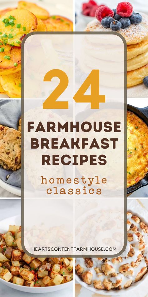 Discover 24 hearty farmhouse breakfast recipes that will make your mornings brighter. Perfect for family gatherings or a comforting start to the day. #HeartyBreakfasts Weeknight Breakfast For Dinner, Homestead Breakfast Ideas, Breakfast Ideas For Gathering, Breakfast Ideas Dinner, Food Ideas For Cabin Weekend, Southern Brunch Recipes, Big Breakfast Recipes, Breakfast To Feed A Large Group, Country Style Breakfast