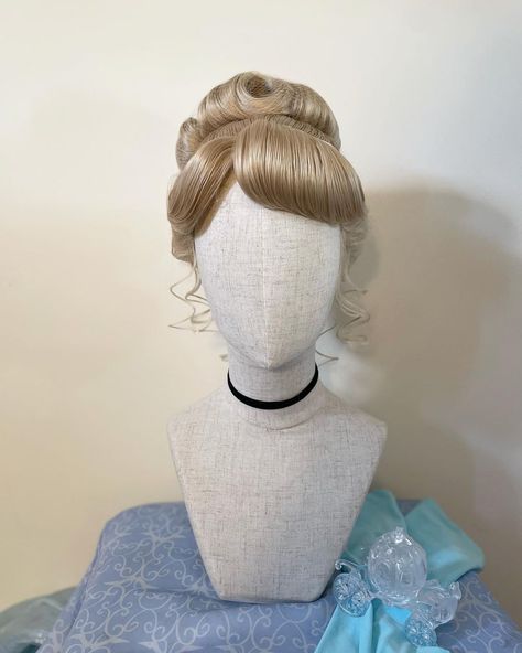 Luce Roper on Instagram: “Cinderella commission completed! 👑” Cinderella Inspired Hairstyles, Cinderella Inspired Hair, Cinderella Hairstyle, Deb Hair, Halloween Cinderella, Cinderella Wig, Cinderella Makeup, Fantasy Shoot, Disney Princess Wedding Dresses