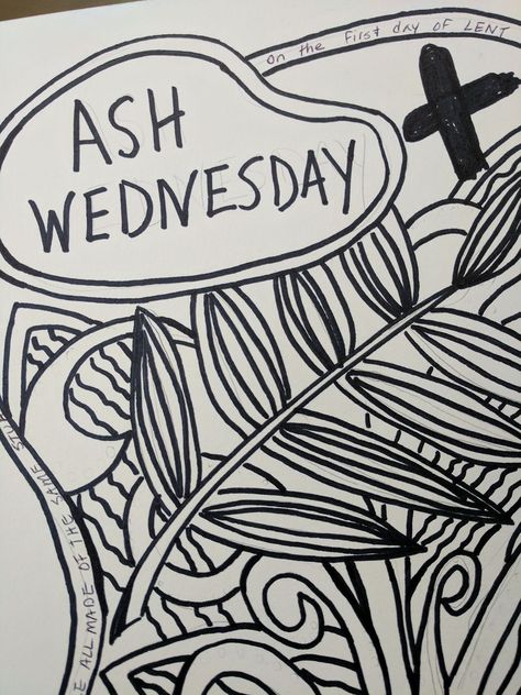 I went looking for an Ash Wednesday coloring page and couldn’t find one I liked, so I created my own. You are welcome to download and print this one. (It was drawn on 9×12 paper, so shri… Ash Wednesday Coloring Pages For Kids, Wednesday Coloring Pages, Easter Sunday School, Ash Wednesday, Sunday School Lessons, Holy Week, Year 3, Children's Ministry, School Lessons