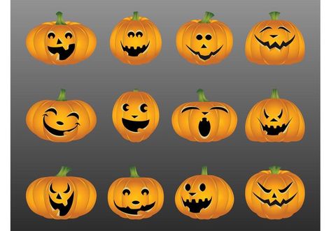 Pumpkin Face Templates, Happy Pumpkin Faces, Cute Pumpkin Faces, Free Vector Patterns, Cute Pumpkin Carving, Pumkin Carving, Rustic Halloween, Pumpkin Vector, Fun Pumpkins