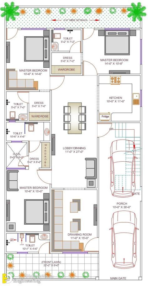 30 X 60 House Plans, 60 House, 40x60 House Plans, 10 Marla House Plan, Bungalow House Floor Plans, 30x50 House Plans, Budget House Plans, House Plan Design, House Printable