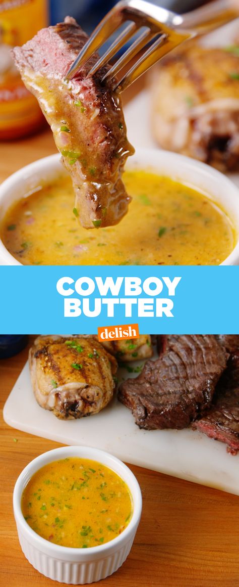 How have we lived for so long without Cowboy Butter?! Get the recipe from Delish.com. Cowboy Butter Recipe, Pepperoni Dip, Cowboy Butter, Cheesecake Dip, Cooking Dishes, East Hampton, Butter Recipe, Aioli, Foodie Recipes