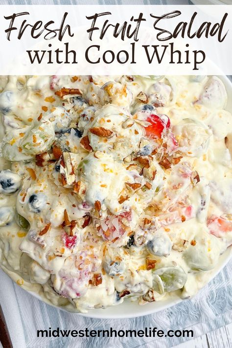 Fruit Salad With Cool Whip Easy, Fruit Salad With Cool Whip And Pudding, Congealed Salad Recipes Thanksgiving, Fruit Cool Whip Dessert, Fruit Salads With Cool Whip, Cool Whip Salads Instant Pudding, Apple Salad With Cool Whip, Fruit Fluff Salad Recipes Cool Whip, Pudding Fruit Salad Recipe