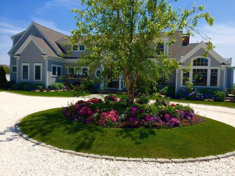 Seaside Low Maintenance Landscapes - Traditional - Landscape - Boston - by Maria Hickey & Associates Landscapes | Houzz Drive Pictures, Circle Driveway Landscaping, Low Maintenance Landscape, Circle Driveway, Landscape Nursery, Circle Drive, French Country Modern, Exterior House Remodel, Stone Driveway