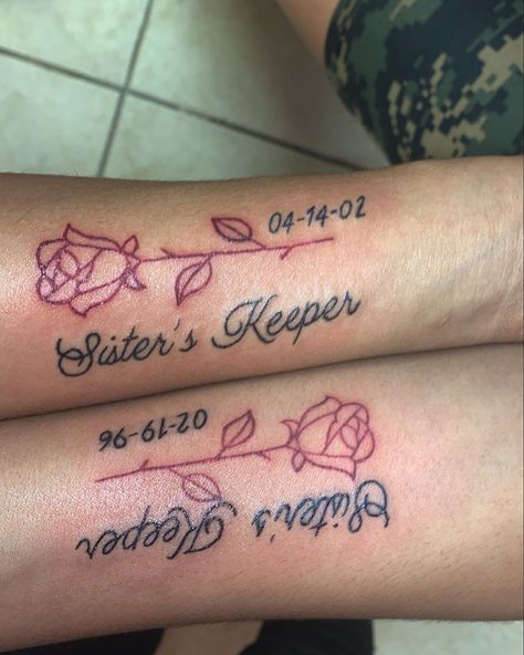 Matching Sister Thigh Tattoos, Black Sister Tattoos Matching, Sister Arm Tattoos, Tattoos That Symbolize Sisters, Baddie Matching Tattoos Sisters, Big Sister Lil Sister Tattoos, Unique Tattoos For Sisters, Cousin Matching Tattoos Ideas, Small Matching Tattoos For Sisters Meaningful