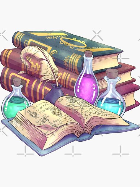 Spell Book Drawing Reference, Book Of Spells Drawing, Magic Spell Illustration, Potions Illustration Art, Magical Book Drawing, Magical Book Art, Magic Book Illustration, Spell Book Drawing, Magic Book Drawing