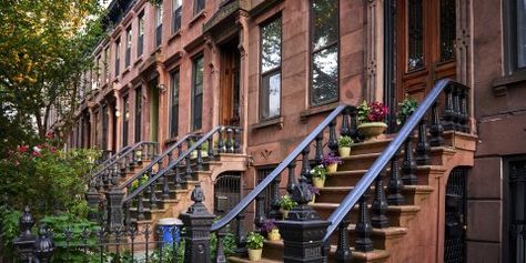 Brooklyn brownstones (business insider) New York Brownstone, Brooklyn Brownstone, Garden Levels, Nyc Real Estate, Places To Rent, Brooklyn Heights, Row House, Long Island City, Level Homes