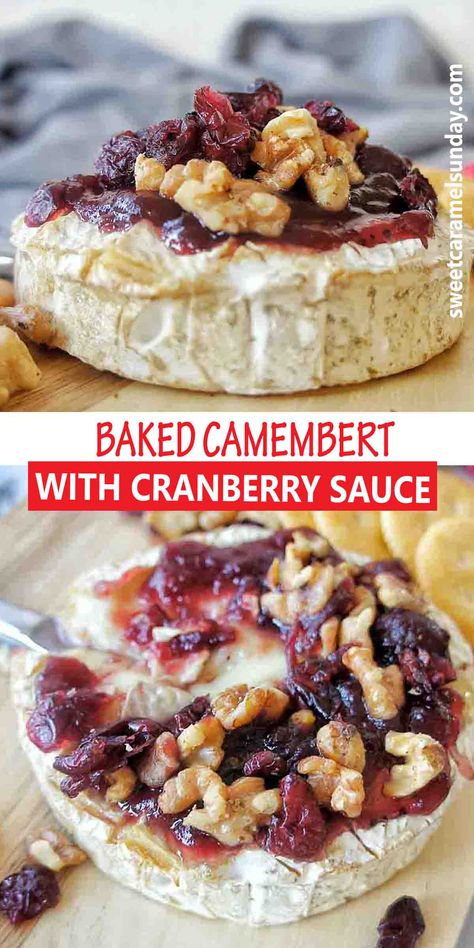 Camembert Oven, Baked Camembert Recipe, Camembert Recipes, Brie Fondant, Cheese Recipes Appetizers, Baked Camembert, Cranberry Cheese, Appetizer Bites, Xmas Food