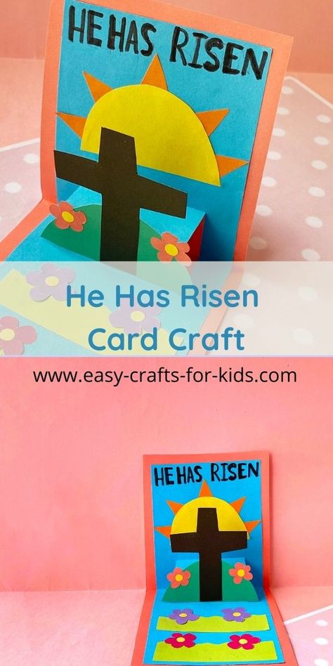 He is Risen Pop Up Card Craft for Kids Bible Easter Crafts For Kids, Easter Children's Church Craft, Easter Sunday School Crafts Preschool, He Is Risen Craft For Kids, Cross Crafts For Kids, Christian Easter Crafts For Kids, He Is Risen Craft, Easter Jesus Crafts, Easter Bible Crafts