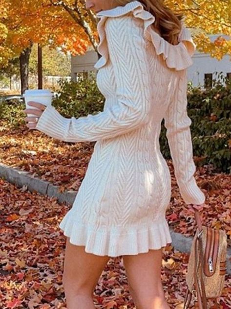 Cream sweater dress outfit