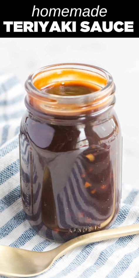 homemade teriyaki sauce in mason jar Homemade Teriyaki Sauce Easy, Thick Teriyaki Sauce, Teriyaki Sauce Easy, Simple Teriyaki Sauce, Amazing Easy Recipes, Teriyaki Sauce Recipe, Teriyaki Recipe, Ground Beef Pasta, My Favorite Recipes