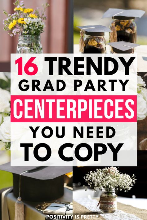 Want to throw the trendiest graduation party ever!? Check out These 16 Trendy Graduation Party Centerpieces You NEED To Copy! these amazing graduation party centerpieces are perfect for any theme and will look amazing! high school, diy, 2020, for girls, high school for girls, college, table decorations, mason jars, DIY, with pictures #girls #DIY #trendy #unique Graduation Centerpieces Diy, High School Graduation Centerpieces, High School Graduation Party Centerpieces, Graduation Party Table Centerpieces, Graduation Party Table Decorations, Grad Party Centerpieces, Diy Graduation Decorations, Diy Graduation Decorations Party, Graduation Table Centerpieces