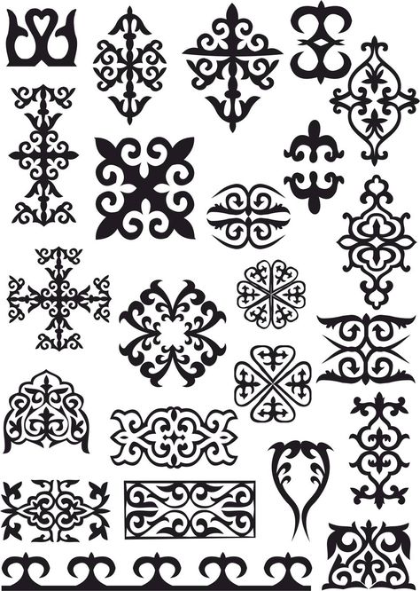 ою Kazakh Ornament, Black And White Art Drawing, Adult Coloring Designs, Ornament Pattern, Stencil Patterns, Folk Embroidery, Lasercut Design, Ornaments Design, Embroidery Tutorials