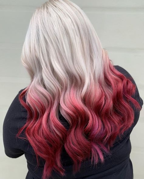 22 Coolest Reverse Ombre Hair Color Ideas for 2022 Red Hair Tips, White Ombre Hair, Reverse Ombre Hair, Reverse Ombre, Shades Of Red Hair, Red Ombre Hair, Long White Hair, Dip Dye Hair, White Hair Color