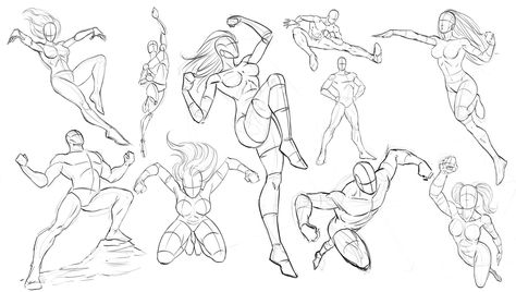 If you want to learn how to draw dynamic superheroes check out my website http://www.ramstudioscomics.com.  I will be sharing techniques for drawing various comic book characters.  From rough poses to rendering techniques for beginners.  I also have a full course on Udemy covering this subject.  You can get access to this content with a coupon code from my website.   Thanks for viewing and good luck with your COMIC ART! Drawing Dynamic Poses, Superhero Poses, Drawing Superheroes, Design Comics, Illustration Techniques, Female Superhero, Comic Book Superheroes, Tattoo Women, Anatomy Poses