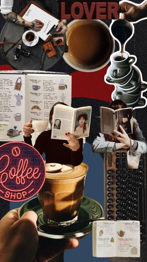 Coffee Moodboard Aesthetic, Coffee Collage Art, Coffee Shop Advertising Ideas, Coffee Lockscreen Aesthetic, Coffee Mood Board, Aveline Stokart, Coffee Moodboard, Cafe Collage, Coffee Collage