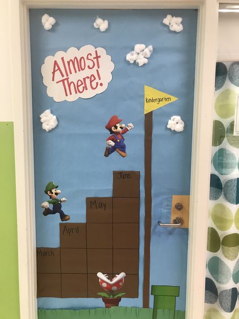 Game On Classroom Door, Mario Classroom Decorations, Game Theme Classroom Doors, Level Up Classroom Door, Level Up Door Decorations, Mario Door Decorations Classroom, Super Mario Teacher Appreciation, Super Mario Bros Door Decoration, Super Mario Level Up