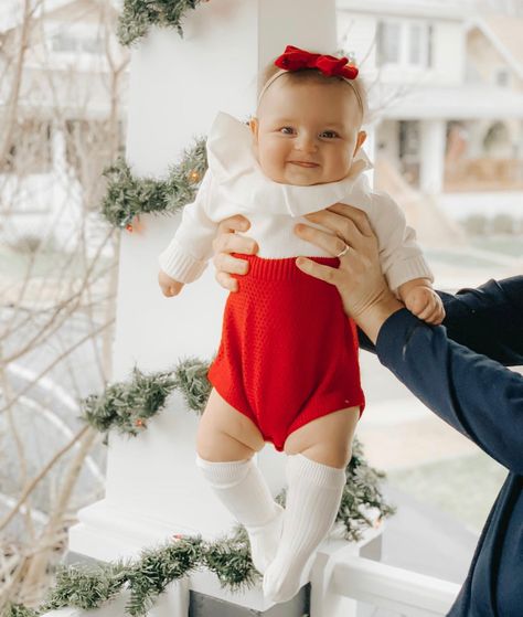 Baby Valentines Outfit, Baby Easter Outfit, Christmas Romper, Girls Christmas Outfits, Knit Romper, Headband Outfit, Christmas Events