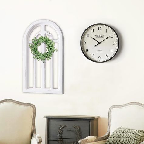 PRICES MAY VARY. [SMALL ARCHED WOODEN WINDOW FRAME] Our wooden arch window frames are designed in a simple arch pane shape with distressed finish can decorate your home to enhance the pleasant feelings, decorating with it can make your home a striking focal point. [STURDY AND DURABLE] The overall size of the farmhouse wall decor measures 9.1" x 0.8" x 16.1". This arched window decor is made from a high quality wood frame, making this artwork strong and durable for years of use. [EASY TO INSTALL] Decor For Entryway, White Cathedral, Frames Wall Decor, Arch Window, Wooden Window Frames, Cathedral Window, Frames Wall, Handmade Farmhouse, Wooden Arch