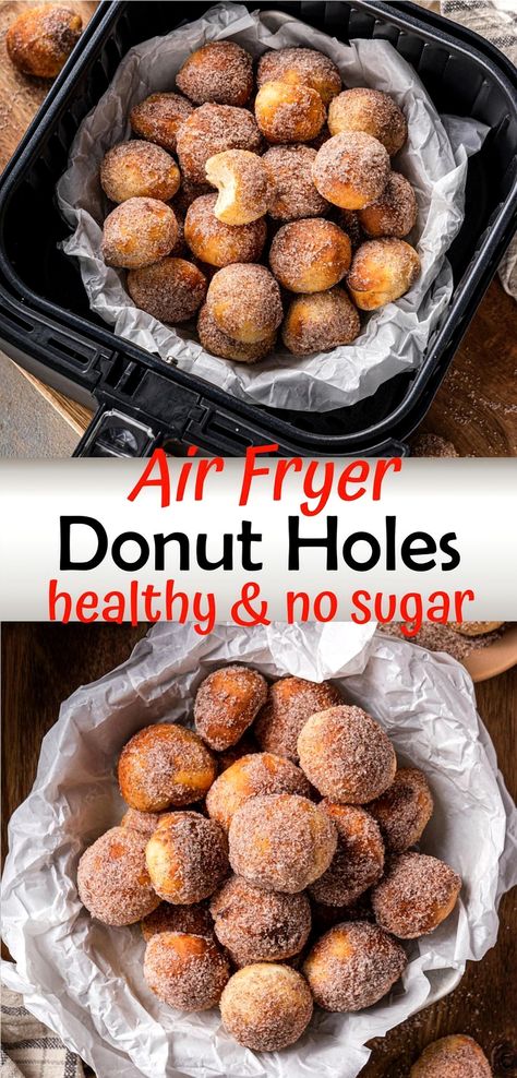 Indulge in the delightful taste of donut holes without the guilt! These air fryer wonders are perfectly sweetened without any added sugar, making them a healthier choice for satisfying your sweet tooth. Perfect for breakfast, a snack, or a dessert, these treats are easy to make and even easier to enjoy. Embrace the joy of guilt-free snacking with this simple and delicious recipe that everyone will love. Air Fryer Donut Holes, Air Fry Donuts, Air Fryer Recipes Dessert, Healthy Air Fryer, Healthy Donuts, Air Fryer Oven Recipes, Air Fry Recipes, Donut Holes, Air Fryer Dinner Recipes