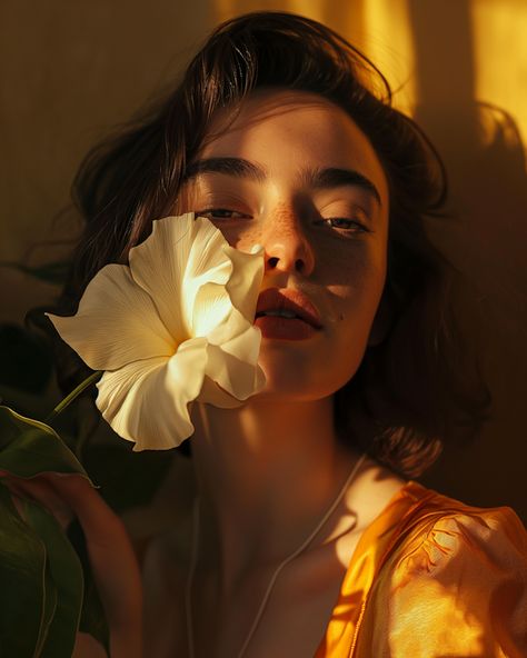 Lummi Photo - Tranquil Blossom Reflection Subtle Makeup, Classic Portraits, Delicate Features, Dramatic Lighting, Eye Photography, Face Expressions, Creative Portraits, Green Foliage, Her Eyes