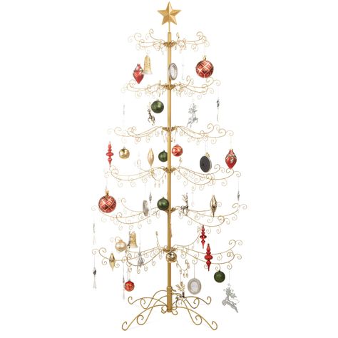 PRICES MAY VARY. SHOWCASE ORNAMENTS: Folding branches are held securely in place by a set of iron hinges, creating a safe space to display your most precious ornaments MULTIFUNCTIONAL: Versatile and useful all year round for any holiday including Christmas, Halloween, Hanukkah, and many more DURABLE MATERIALS: Wrought iron components will resist wear and tear while a sturdy base provides a solid foundation that resists swaying and prevents falls ELEGANT FOLDING DESIGN: Hinged, 3-tier assembly en Metal Ornament Tree, Wrought Iron Christmas Tree, Iron Christmas Tree, Ornament Tree Display, Iron Hinges, Wrought Iron Decor, Ornament Display, Metal Christmas Tree, Indoor Christmas Decorations