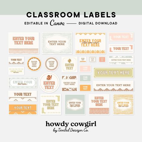 Cowgirl Classroom, Classroom Labels Printables, Teacher Toolbox Labels, Customizable Labels, Teaching Essentials, Class Organization, Classroom Organisation, Editable Labels, Classroom Labels