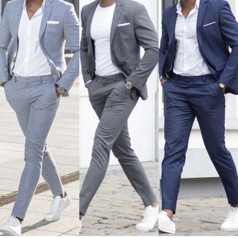 White Sneakers Outfit Men, Mens Outfits Ideas, Jacket Outfit For Men, Suits Business, Suits And Sneakers, Stil Masculin, White Sneakers Outfit, Mens Fashion Suits Casual, Sneakers Outfit Men