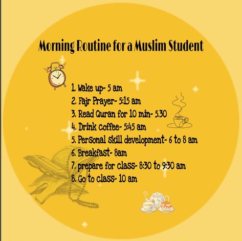 Daily routine Muslim student girl motivation quote morning refreshing inspiring Daily Routine Schedule, Exam Tips, Routine Daily, Exams Tips, Winter Mornings, Skills Development, Daily Motivation, Daily Routine, Morning Routine