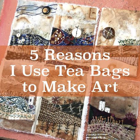 Tea Bag Art Drawing, Tea Bag Art Ideas, Dyeing Paper, Amanda Richardson, Teabag Art, Used Tea Bags, Tea Bag Art, Fabric Books, Carol Ann