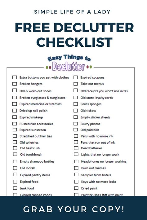 Declutter your home checklist - free printable for an effortless start! Declutter Your Home Checklist, Home Checklist, Declutter Checklist, Take Out Menu, Declutter Challenge, Checklist Printable, Money Saving Mom, Declutter Your Life, Free Checklist