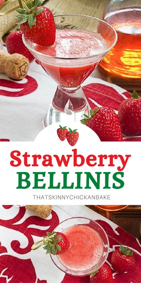 Strawberry Lemon Drop Martini, Strawberry Prosecco Cocktail, Frosty Strawberry Mimosa, Strawberry Bellini Recipe, Strawberry Bellini, Chicke Recipes, Italian Cocktails, Easy Italian, Best Cocktail Recipes