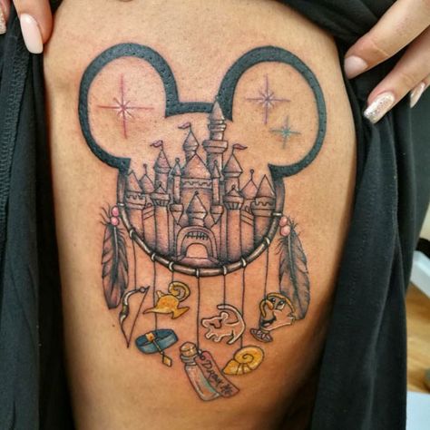 Disney Dreamcatcher, Salmon Tattoo, Dreamcatcher Ideas, Tattoo Dream, Mouse Tattoo, Mickey Mouse Tattoo, Tiger Tattoo Sleeve, Cool Back Tattoos, Dream Catcher Tattoo Design