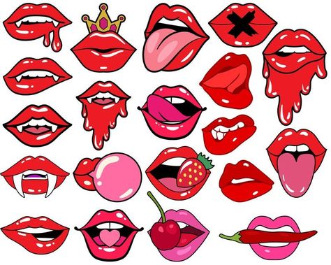 Kiss Svg, Kiss Design, Lips Illustration, Pop Art Lips, Lips Art Print, Lips Svg, Lip Drawing, Dripping Lips, 타이포그래피 포스터 디자인