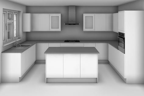 U Shaped Kitchen Island, Kitchen Layout U Shaped, Kitchen Island Layout, Interior Kitchen Small, Shaped Kitchen, Desain Pantry, Kitchen Design With Island, Kabinet Dapur, Desain Editorial