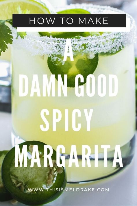 Easy Spicy Margarita, Spicy Margarita Recipe, Resep Koktail, Limoncello Cocktails, Margarita On The Rocks, Jalapeno Margarita, Mango Margarita, Watermelon Margarita, Spicy Margarita