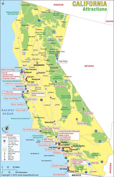 California Attractions Map California Tourist Attractions, California Places To Visit, Things To Do In California, Map Of California, Map California, California Attractions, Cali Trip, Arizona Map, Chinatown San Francisco