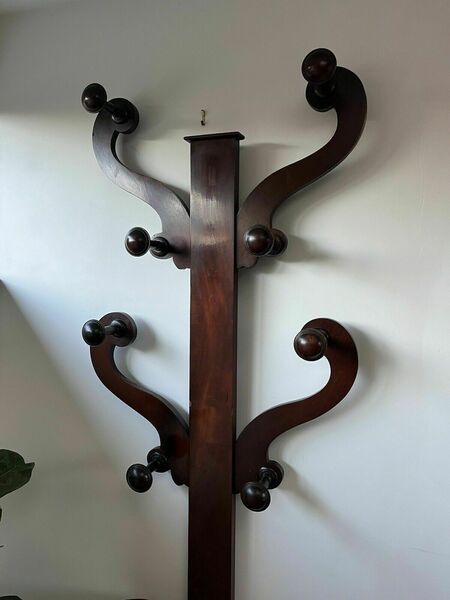 Victorian Mahogany Hall Tree Hat Umbrella Coat Stand | Vinterior Antique Coat Rack, Tree Hat, Hall Stand, Coat Stand, Kingdom Of Great Britain, Crescent Shape, Hall Tree, Coat Racks, Coat Stands