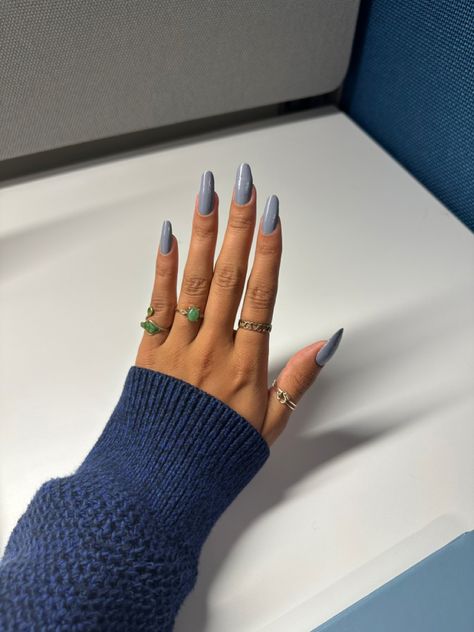 blue gray nails acrylic long nails rings Grayish Blue Nails, Gray Nails Acrylic, Blue Gray Nails, Grey Blue Nails, Blue Grey Nails, Nails Acrylic Long, Nails Rings, Grey Nails, Gray Nails