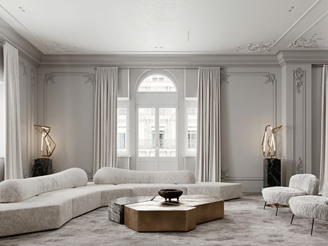 AB | GRAY AND ROUGH on Behance Neoclassical Interior, Condo Ideas, Design Blogs, 아파트 인테리어, Elegant Living Room, Elegant Living, Room Style, Living Room Decor Modern, Classic Interior