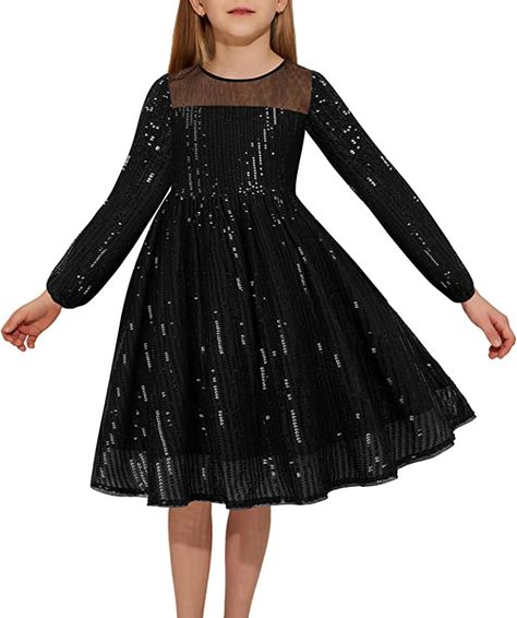 Amazon.com: Danna Belle Girls Sequin A-Line Dress Sparkle Glitter Party Dress Crewneck Mesh Dress Size 6 Black : Clothing, Shoes & Jewelry Sequin Party Dress Long, Sequin Party Dress Long Sleeve, Nutcracker Party, Girls Velvet Dress, Glitter Party Dress, Mesh Dresses, Girls Sequin Dress, Rose Gold Sequin Dress, Dress Sparkle