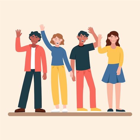 People Flat Illustration, Person Vector Illustration, Waving Goodbye Drawing, Bye Drawings, Good Bye Drawing, Flat Design Illustration People, Graphic Design People, Goodbye Illustration, Hello Illustration