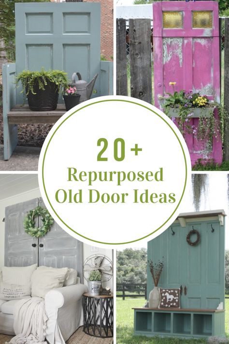 Old Door Ideas, Old Door Decor, Door Repurposed, Old Door Projects, Door Diy Projects, Recycled Door, Door Headboard, Old Wood Doors, Old Barn Doors