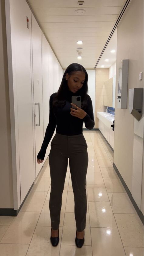 Corporate Wear Black Women, Real Estate Outfits Black Women, Lawyer Attire Women, Simple Corporate Outfits, Church Attire Black Women, Corporate Girl Work Outfits Black, Legal Internship Aesthetic, Perfessional Outfits Classy, Lawyer Woman Aesthetic Black