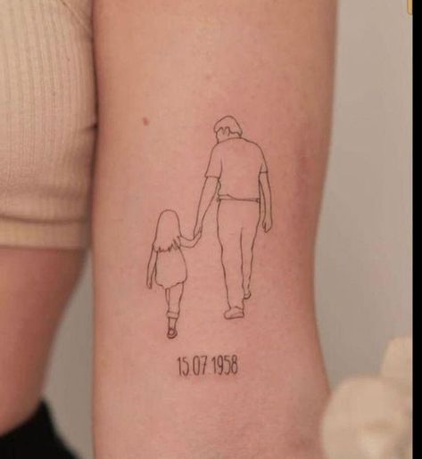 Grandpa Tattoo Ideas, Grandpa Memorial Tattoo, Daughter And Father Tattoo, Grandpa Tattoo, Grandparents Tattoo, Tattoos For Dad Memorial, Memorial Tattoo Ideas, Father Daughter Tattoos, Father Tattoos