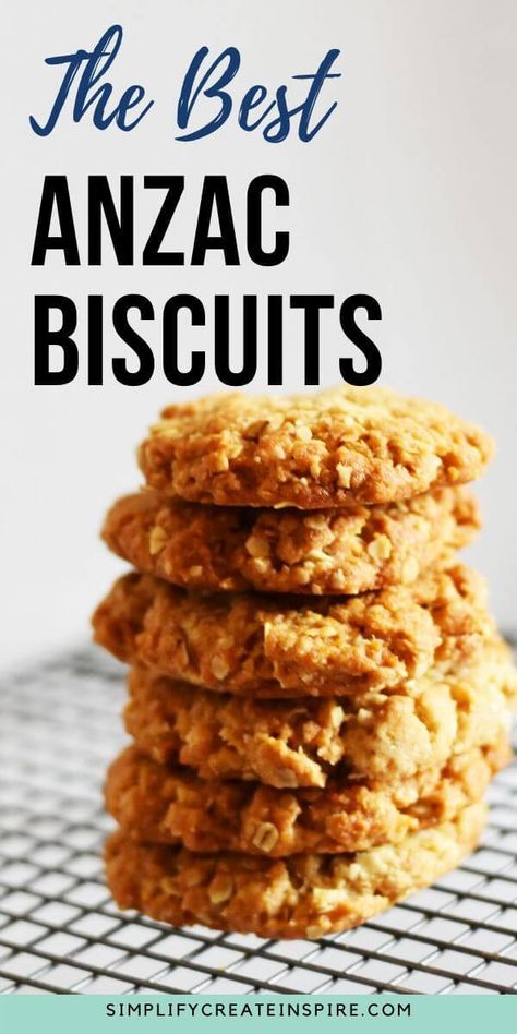 Easy Anzac Biscuits, Anzac Cookies, Biscuits Diététiques, Resipi Kek, Anzac Biscuits, Fav Food, Australian History, Biscuits Recipe, Oat Cookies