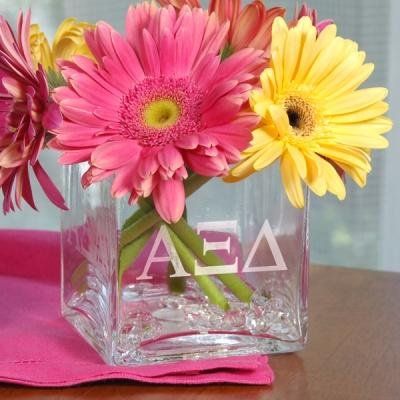 Greek Gifts, Sorority Letters, Alpha Xi Delta, Alpha Xi, Alpha Gamma Delta, Sorority Crafts, Kappa Alpha Theta, Glass Desk, Alpha Delta Pi