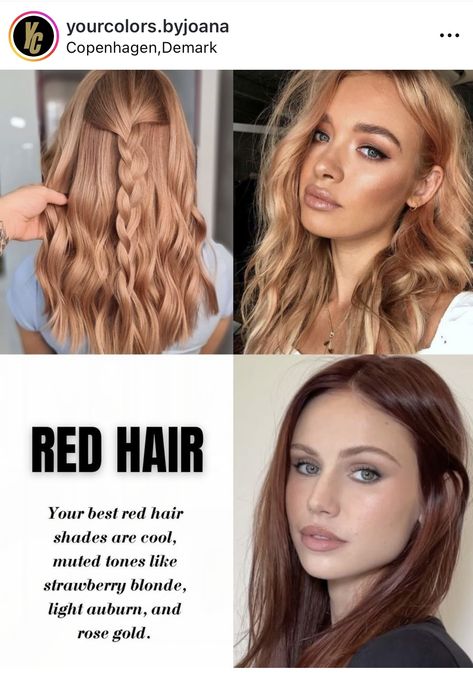 Soft Summer Red, True Summer Hair Color, True Summer Hair, Summer Red Hair, Red Hair Shades, Shades Of Red Hair, Light Auburn, True Summer, Red Colour Palette